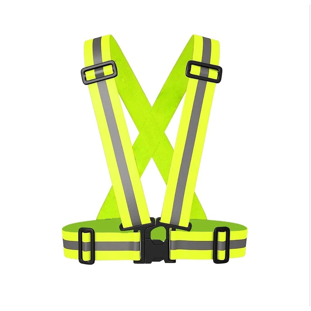High Visibility Reflective Safety Vest Harness Neon Yellow Adjustable Running